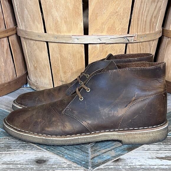 Clarks Originals Beeswax Brown Leather Crepe Sole Desert Chukka Boot Men Size 10 - Picture 2 of 11